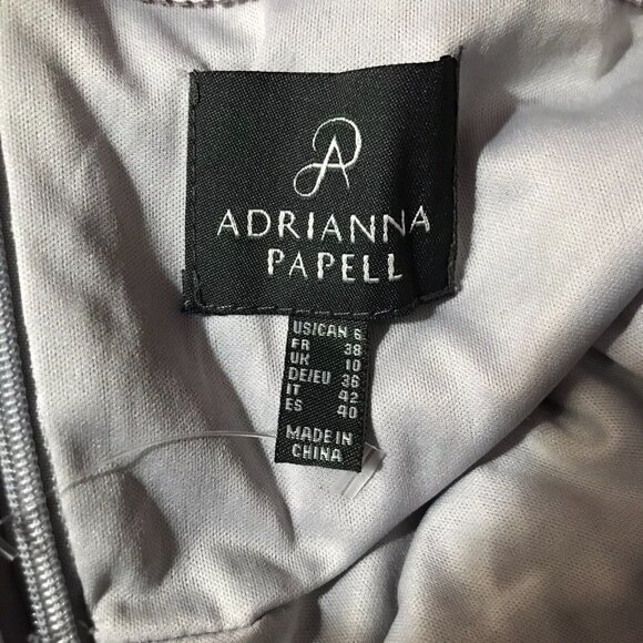 ADRIANNA PAPELL Lace & Chiffon Gray Gown NEW Size 6 - Picture 7 of 9